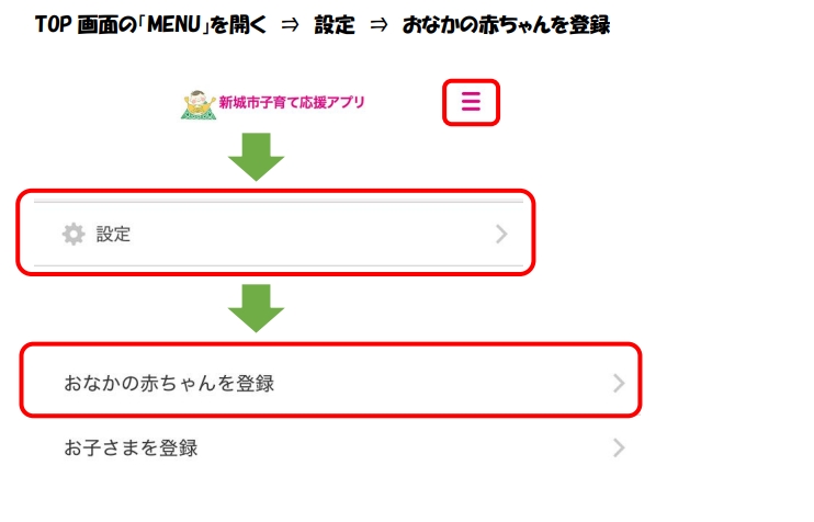 おなかの中の赤ちゃん登録