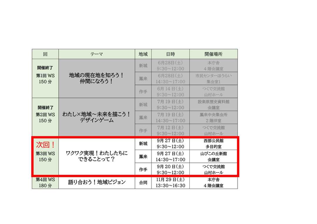 開催スケジュール